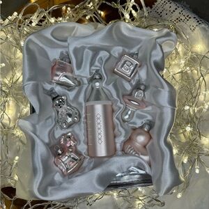 *7* Baby Girl's Pink Blown Glass Ornaments - Bootie Bear Bottle Block Pacifier